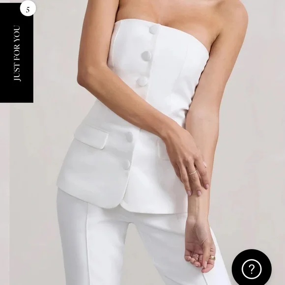 NEW Club L London Matching set - white strapless tailored top and trousers - Picture 4 of 7